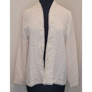 Eileen Fisher Silk Quilted Jacket Ivory Open Front M